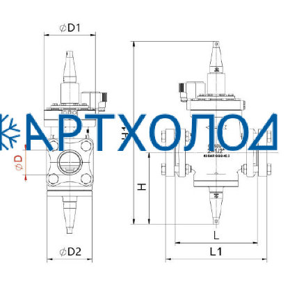 Сервоприводный клапан с пилотным управлением до себя IPRV-1N DN32 (соленоид на открытие) Dofun