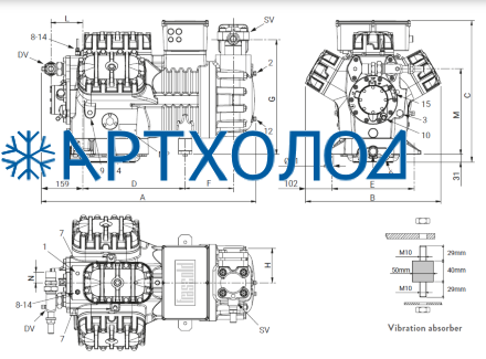 Компрессор Z50-185Y (R-404A, R-507, R-134a, R-407C MBP) Frascold