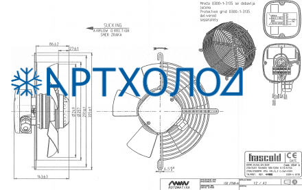 Вентилятор охлаждения головок компрессора SZ-FM9 для Q, 230 V / 1 / 50-60 Hz Frascold Вентилятор охлаждения головок компрессора SZ-FM9 для Q, 230 V / 1 / 50-60 Hz Frascold