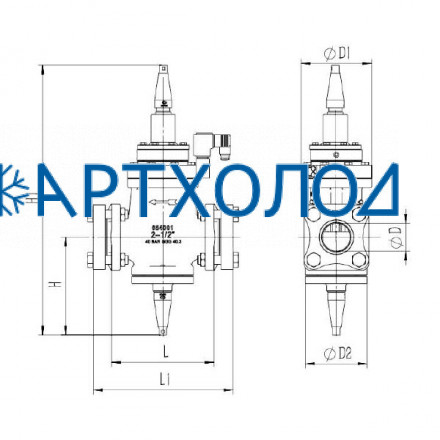 Сервоприводный клапан с пилотным управлением после себя OPRV-1N DN65 (соленоид на открытие) Dofun Сервоприводный клапан с пилотным управлением после себя OPRV-1N DN65 (соленоид на открытие) Dofun