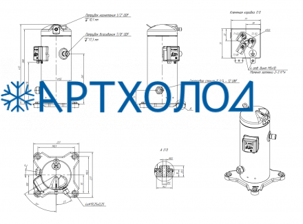 Компрессор спиральный RCM19E4LB7CA (141R8609) Ридан Компрессор спиральный RCM19E4LB7CA (141R8609) Ридан